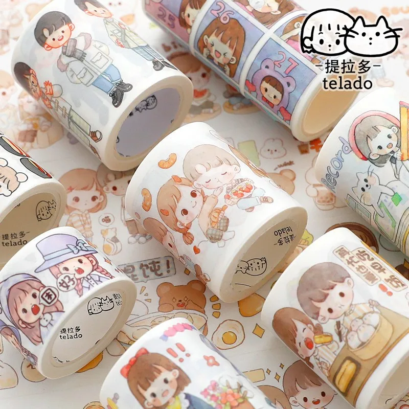 Kawaii Cartoon Girl Daily Life Collection Decorative Adhesive Tape Masking Washi Tape Diy Scrapbooking Sticker Label Stationery