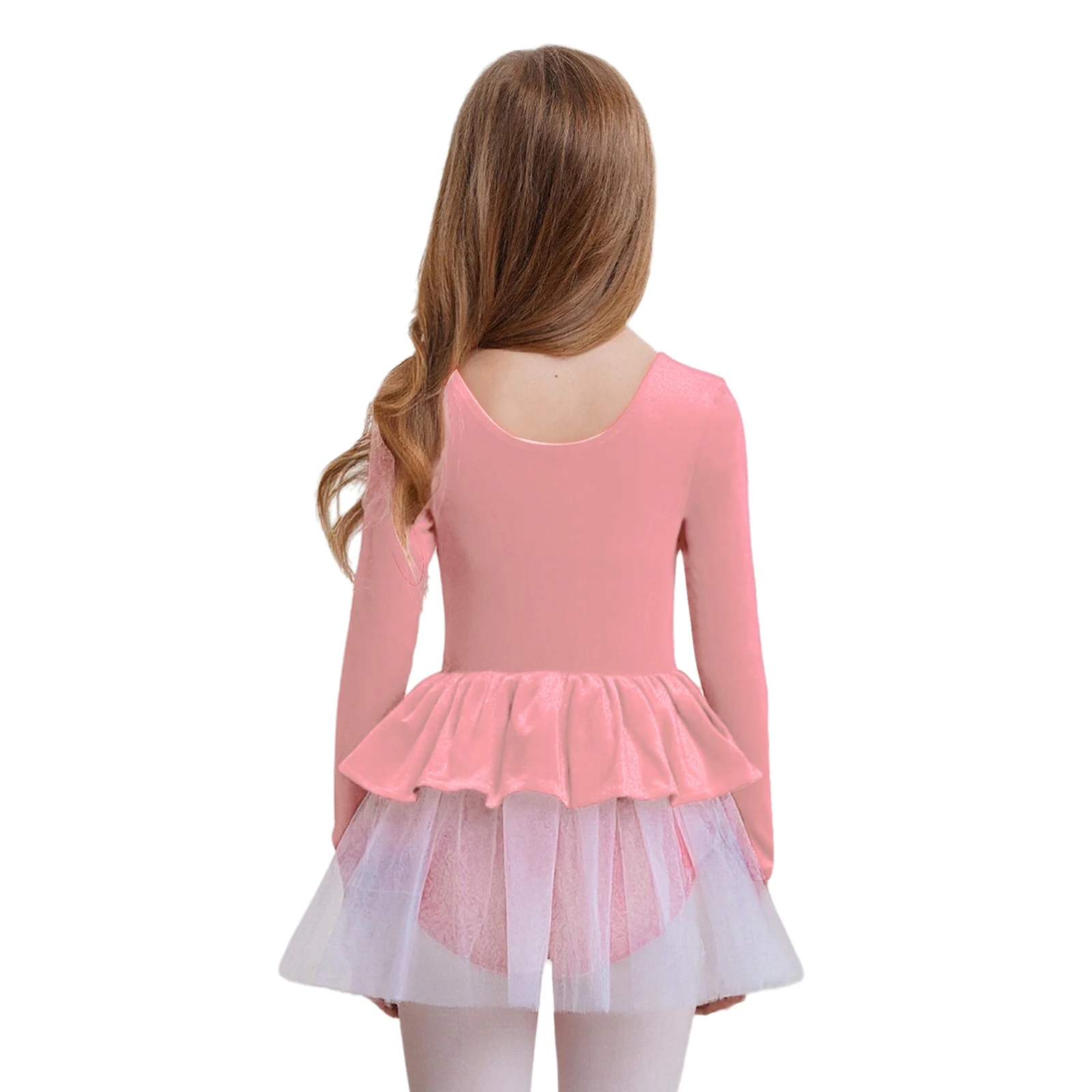 Robe de patinage artistique pour enfants filles, Costumes de spectacle de danse de ballerine, justaucorps en velours avec paillettes brillantes et jupe Tutu