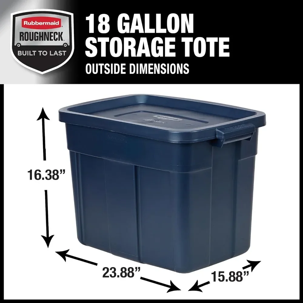 Roughneck️ Storage Tote Bag, Stackable Containers, Perfect for Garage Storage, Mobile Boxes & More, 18 Gallon -6 Pack