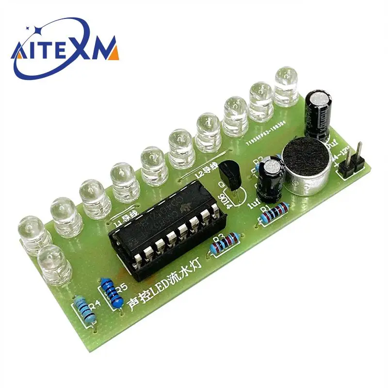 Aktywowana głosem LED lampka wodna Kit CD4017 sterowanie latarnią zabawa produkcja elektroniczna nauczanie szkolenie elektroniczny zestaw zrób to sam moduł