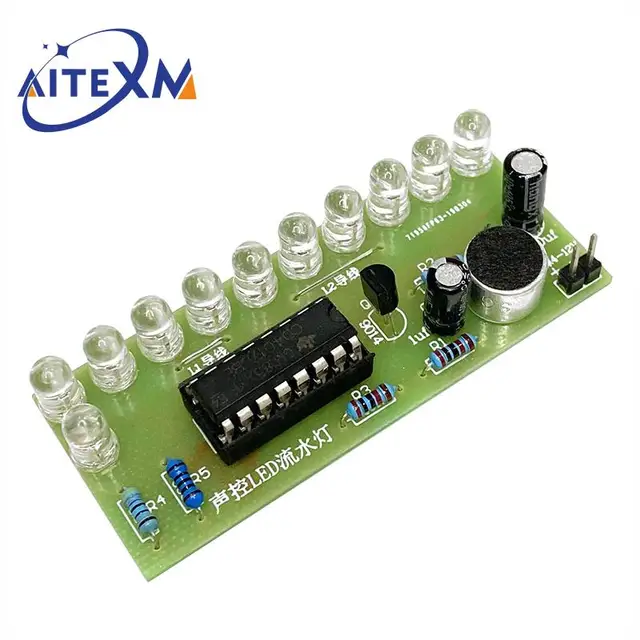 Aktywowana głosem LED lampka wodna Kit CD4017 sterowanie latarnią zabawa produkcja elektroniczna nauczanie szkolenie elektroniczny zestaw zrób to sam moduł