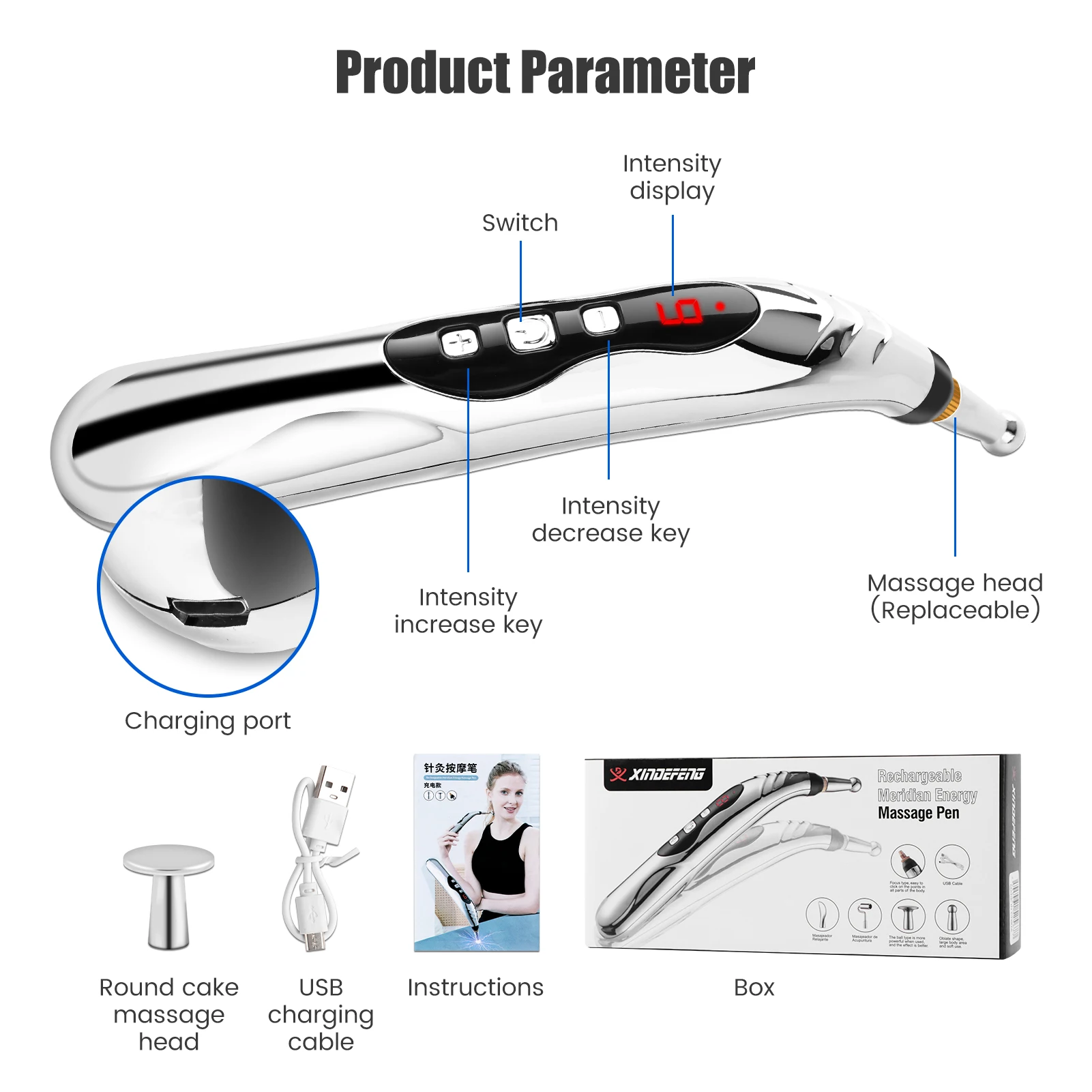 Electric Acupuncture Point Massage Pen Pain Relief Laser Therapy Electronic Meridian Energy Pen Face Body Back Neck Leg Massager