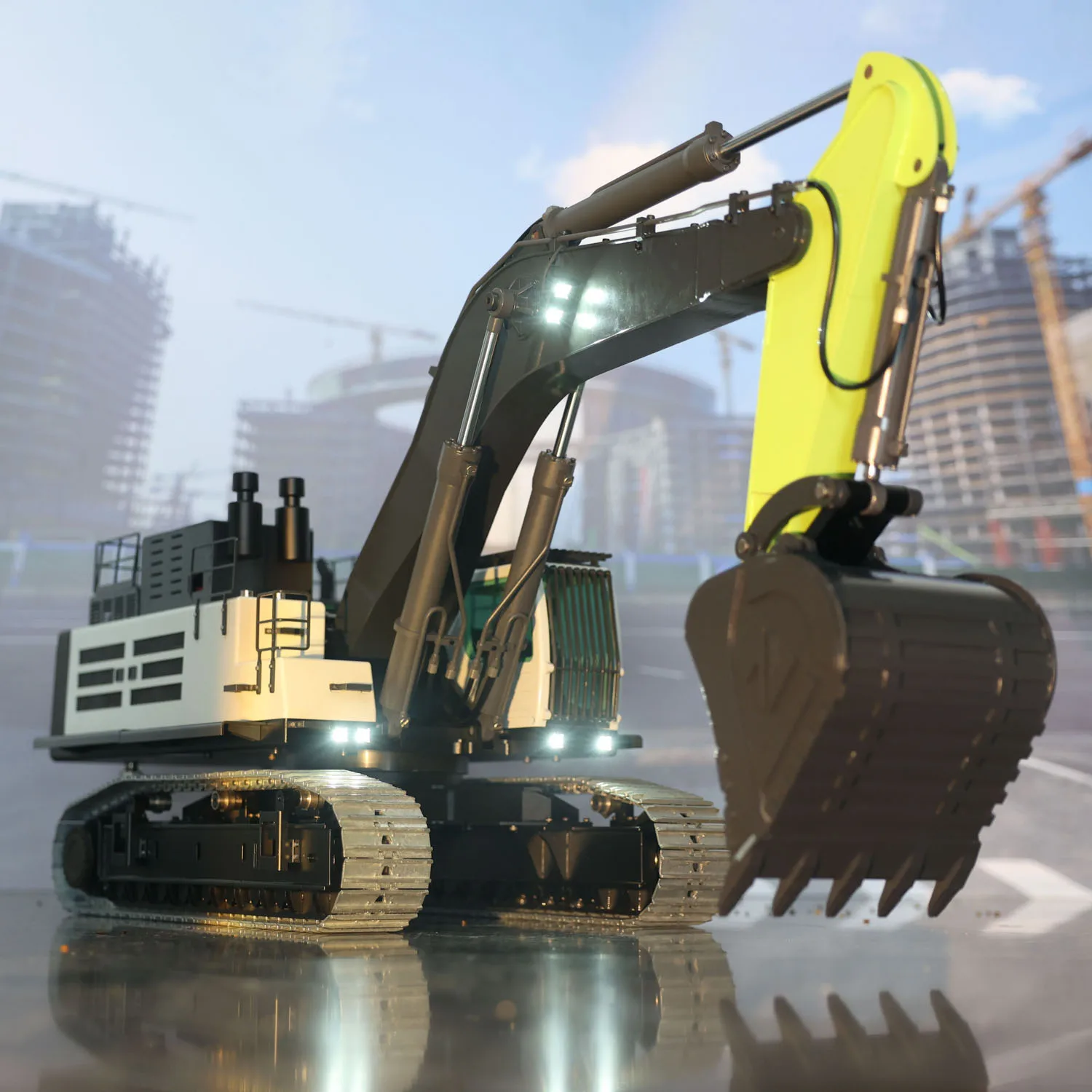 Heavy Duty Machine ZE960G 1/12 RC Hydraulic Excavator RTR Double Pump Radio Control Metal Construction Digger Smoke Light Sound