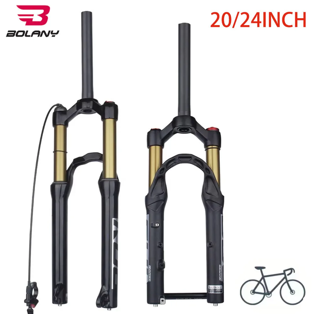 BOLANY MTB Fork 20 24 inch alloy mountain bike air suspension straight fork Student‘s Bike Shock absorbing Manual/Remote forks