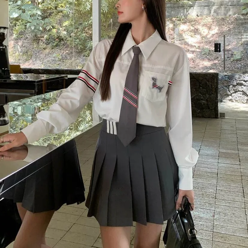 

Loose Long Sve Striped irt Women's College Sle Faion Anti-Aging Spring Autumn Winter Seasonal Tee-acetate Fiber 00%