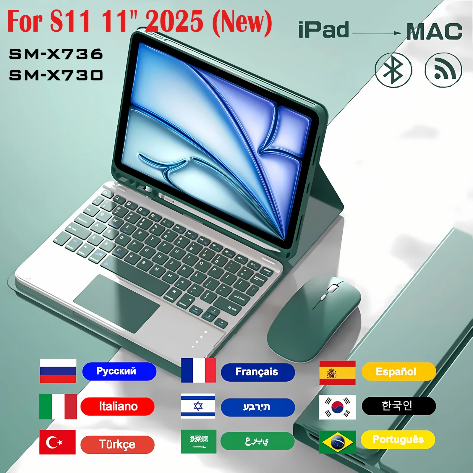 

For 2025 New SAMSUNG S11 5G Mouse Touch Keyboard Funda for Samsung Galaxy Tab S11 SM-X736 SM-X730 11 Inch Shockproof Tablet Case