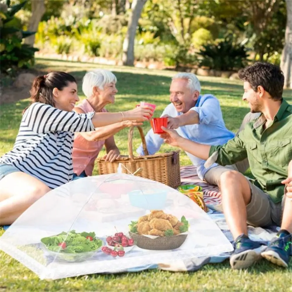 Durable Foldable Food Covers Breathable Anti Fly Mosquito Vegetable Cover Umbrella Dustproof Dining Table Mesh Cover