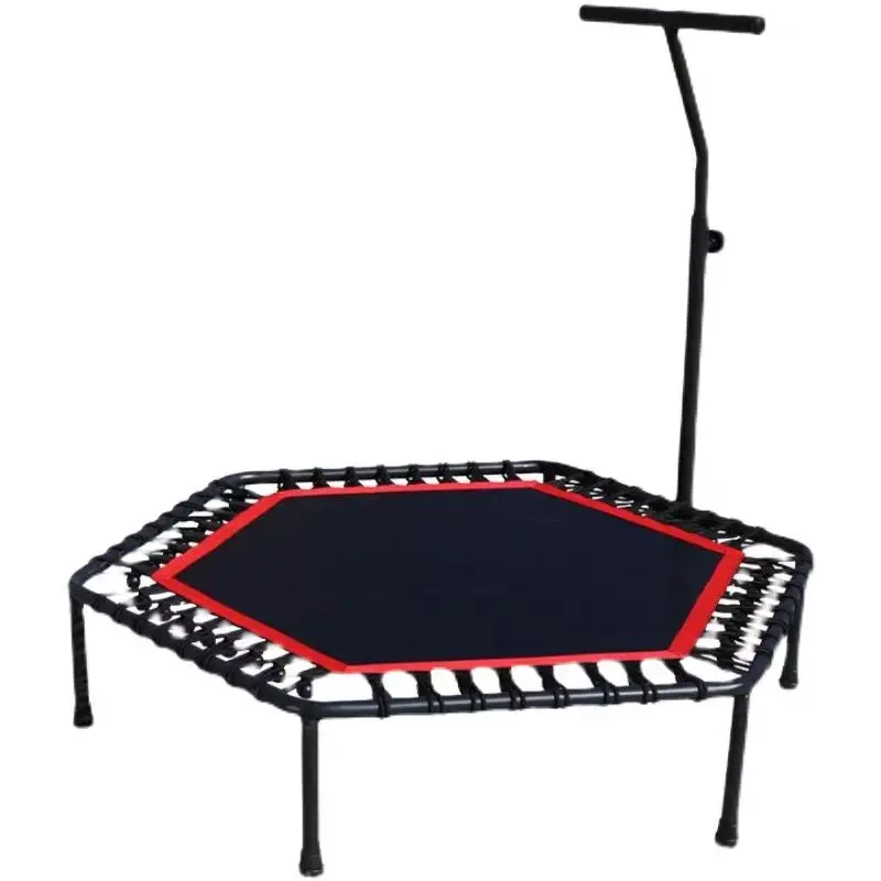 Rebounder Indoor Outdoor Mini Jumper Trampoline With Adjustable Handle Hexagonal Green Mini Fitness Trampoline