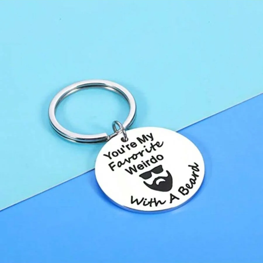 1pc Father Uncle You'Re My Favorite Weirdo Man'S Stainless Steel Keychain Funny Gag Gifts For New Year Birthday