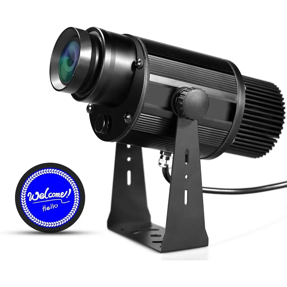 

Светодиодный проектор логотипов GOBO мощностью 50 Вт – Проектор приветственных надписей с пультом дистанционного управления, водонепроницаемый IP67, для внутренней и наружной рекламы