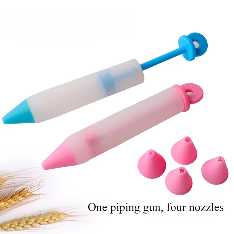 High Quality Food Writing Pen Decorating Silicone Pens with 4 Patterns of Icing Piping Pen Tip Cookie Cream Pastry Decorate Pens