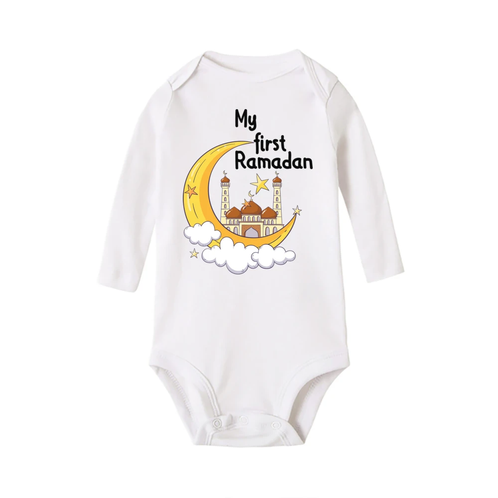 My First Eid My First Ramanad Printed Baby Romper Mubarak Eid Newborn Outfit Islamic Muslim Infant Bodysuit Baby Shower Gift - Image 5