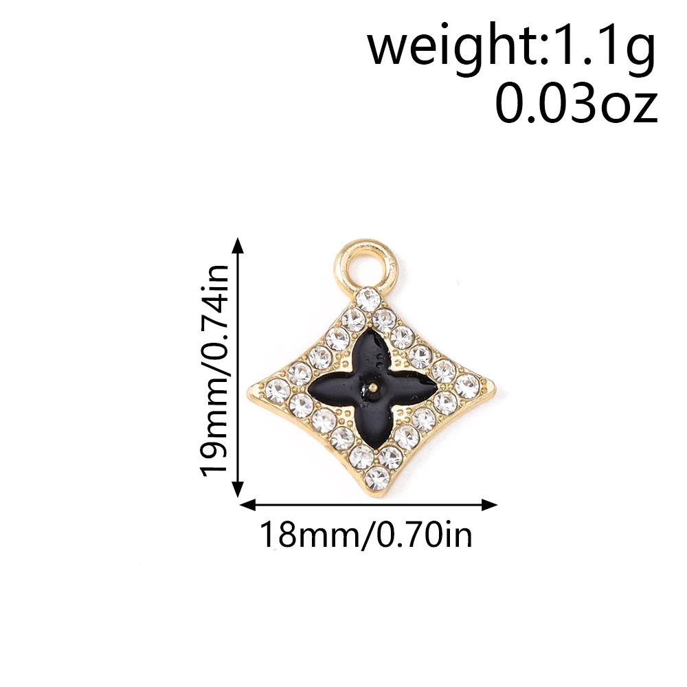10 Stück 18x19mm Emaille Blatt Charms Strass Anhänger für Schmuckherstellung Ohrringe Halskette DIY Armband Zubehör Zubehör – Detail 4