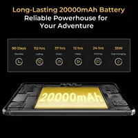 Oukitel RT8 Rugged Tablet 20000mAh 33W, 11" FHD+ Display 6GB+256GB Helio G99 48MP Camera, NFC Tablets PC with Stand, Android 15 4