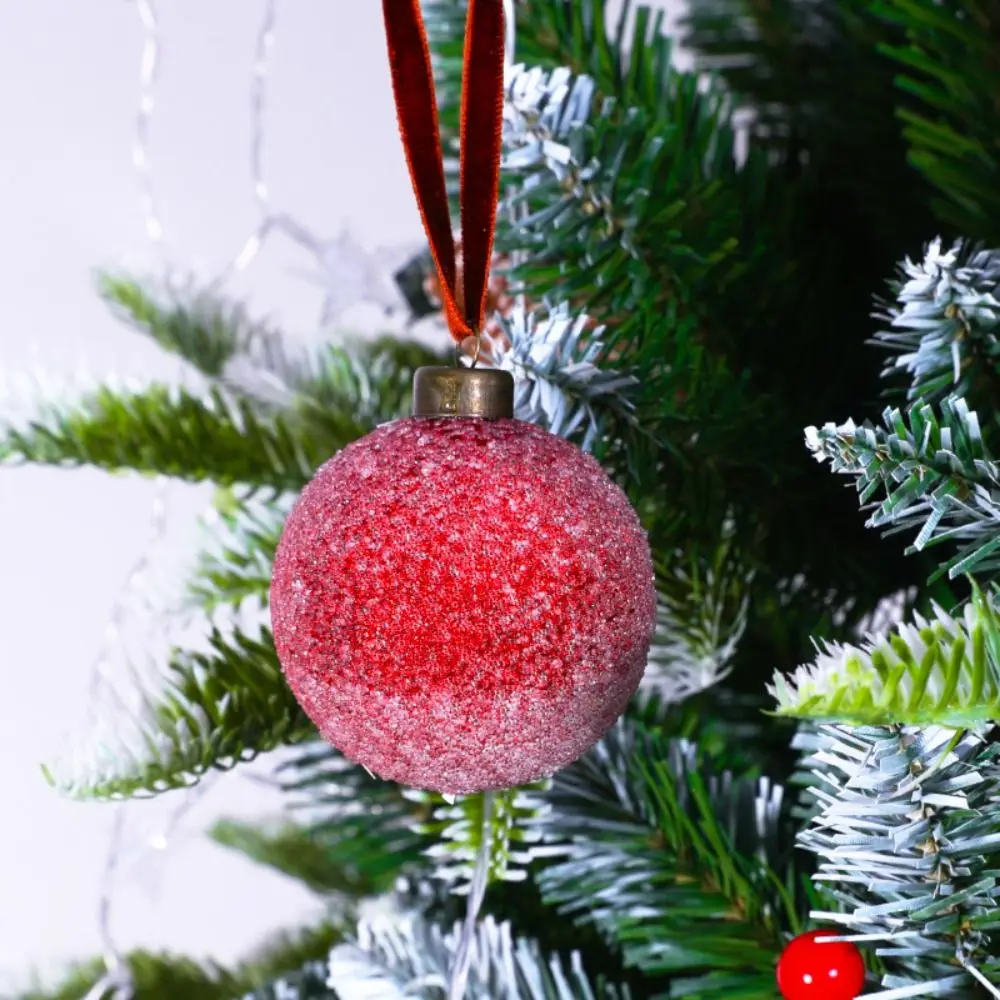 

6pcs DIY Supplies Plastic Christmas Ball Waterproof 6/8cm Frost Ball Shatterproof Xmas Hanging Ornament Props