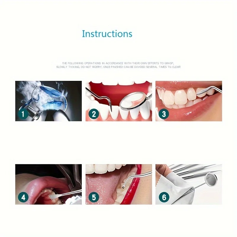 6-Piece Tooth Tools Set, Stainless Steel Oral Hygiene Kit With Mouth Mirror, Non-Slip Patterned Handle Teeth Cleaning Kit