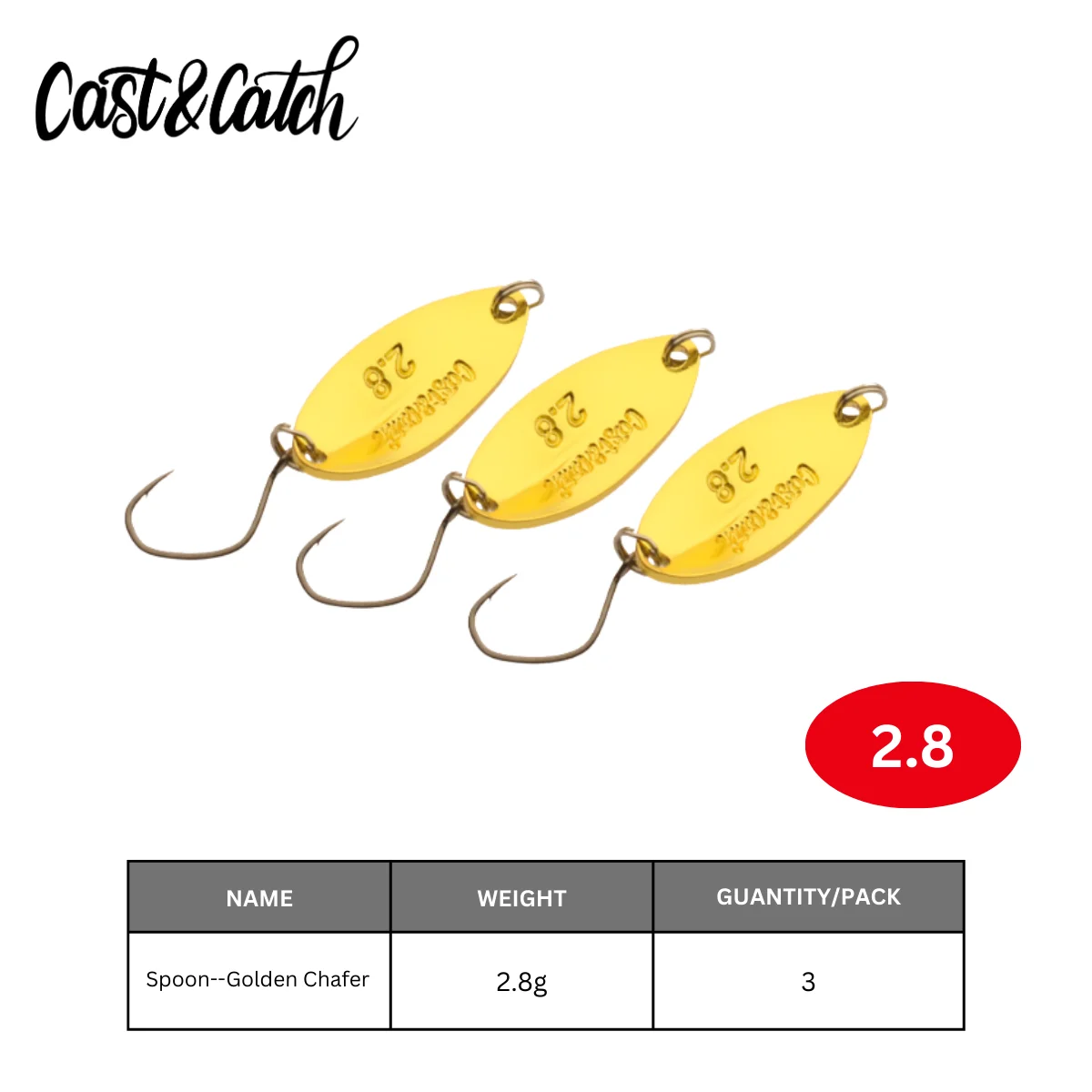CAST&CATCH Golden Chafer/Golden Beetle Hard Baits – Metallguss-Jig-Löffel: Robuster Kupfer-Wassertropfen-Forellen-spezifischer Angelköder