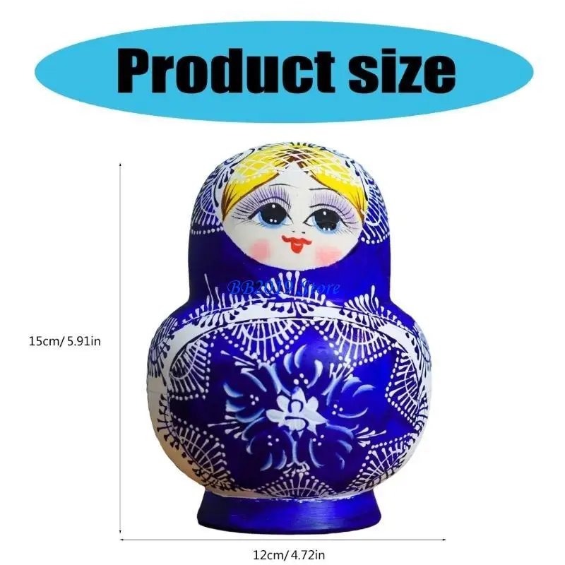 Q0KB Folk Art Russian Nesting Dolls Handmade Figurine Home Office Decors