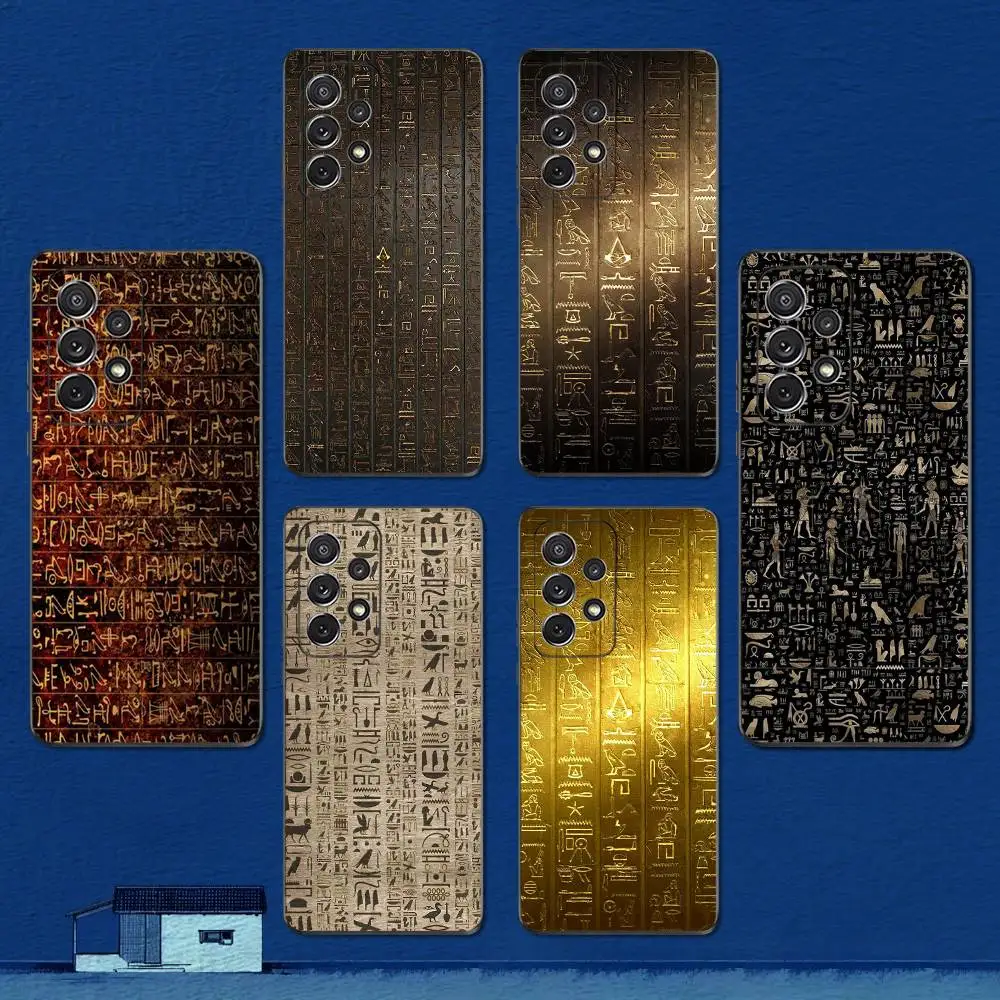 Ancient Hieroglyphics Egypt Phone Case For Samsung S22,S21,S20,S10,S9,S25,S24,S23,Ultra,FE,Plus,Lite,Soft Silicone Black Cover