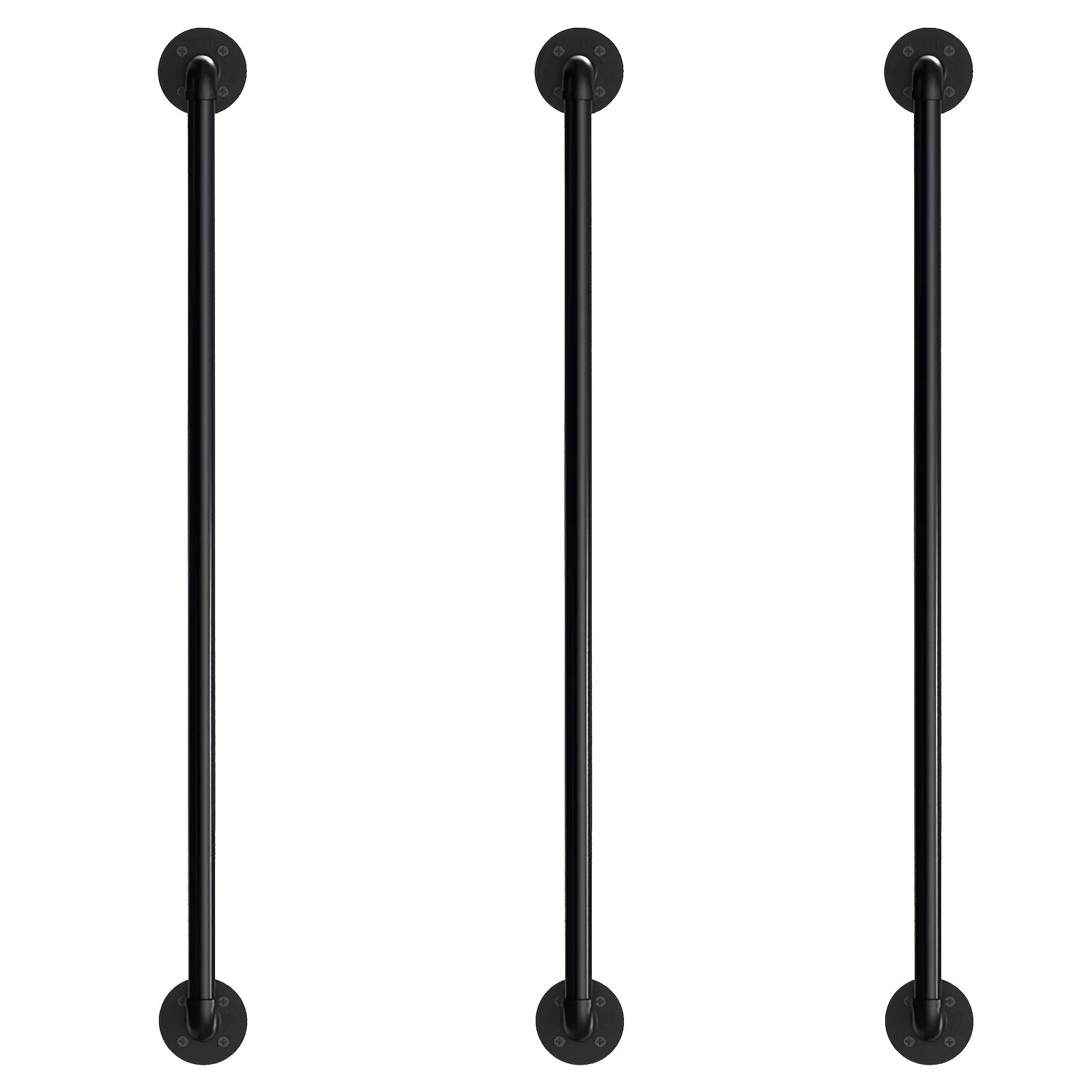 

3 Pack 3FT Metal Stair Handrail Industrial Pipe Wall Mounted Railing Grab Bar For Indoor Outdoor Use Suitable For Steps Entryway Porch