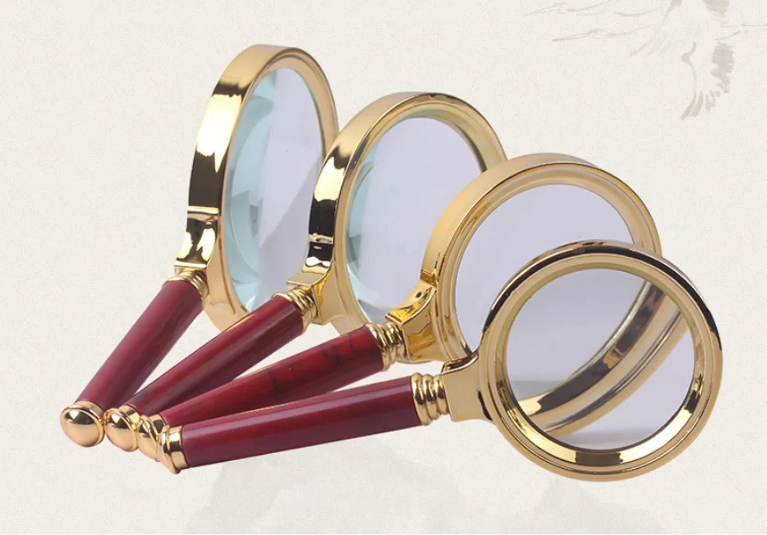 5X Magnifying Glass 60mm 70mm 80mm 90mm 100mm Portable Handheld Retro Handle Magnifier Eye Loupe Glass for Elderly Reading