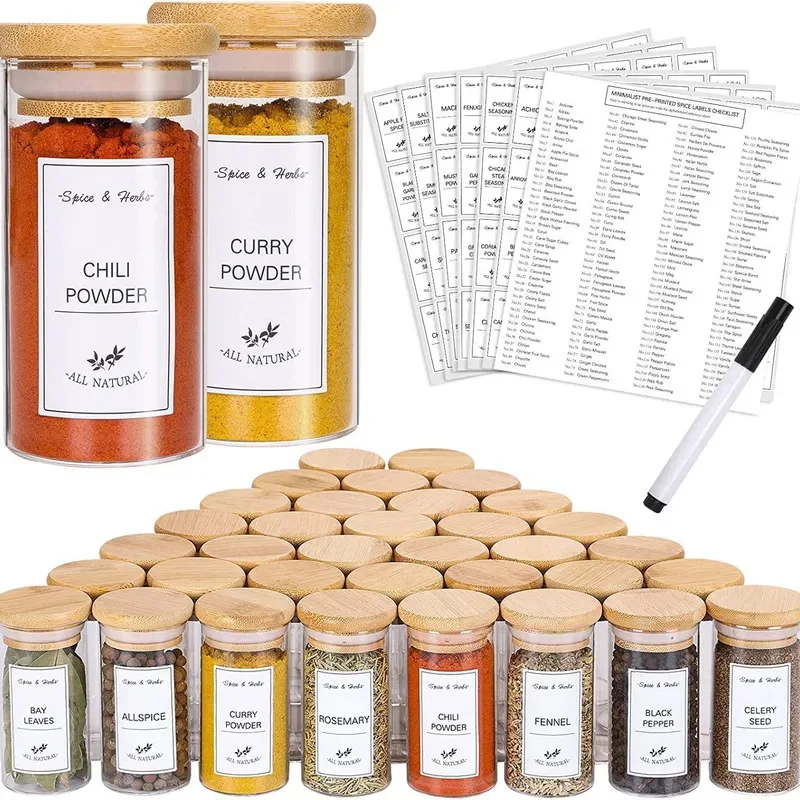 6 PCS/set Kitchen Food Stickers Waterproof Food Spice Jar Label Seasoning Jar Sticker White