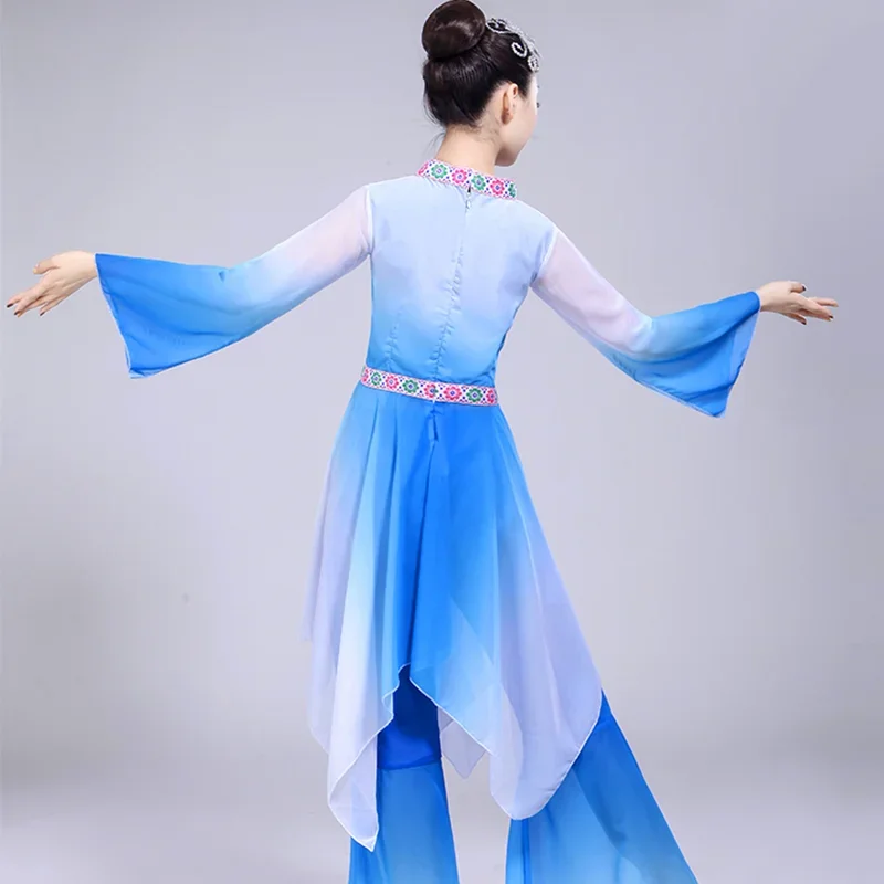 Donna hanfu danza classica costume yangko ombrello femminile danza fan costume da ballo costumi da spettacolo nazionali