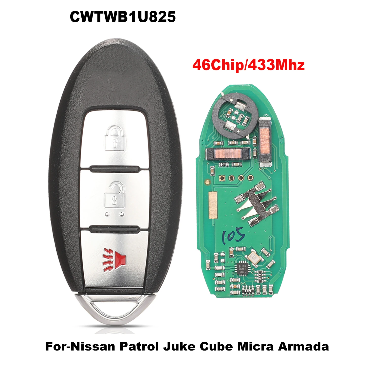 jingyuqin CWTWB1U825 Remote Car Key Shell For Nissan Patrol Juke Cude Micra Armada ID46 Chip 315Mhz Smart Key