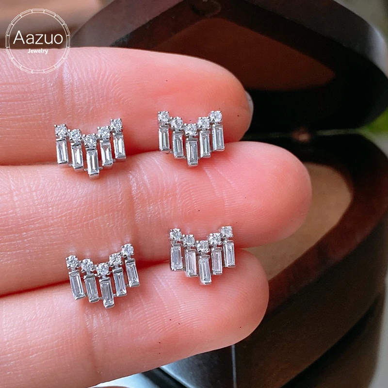 

Aazuo Real Jewelry 18K White Gold Natural Diamonds 0.50ct Good Quality Fairy Stud Earrings Gifted For Women Senior Banquet