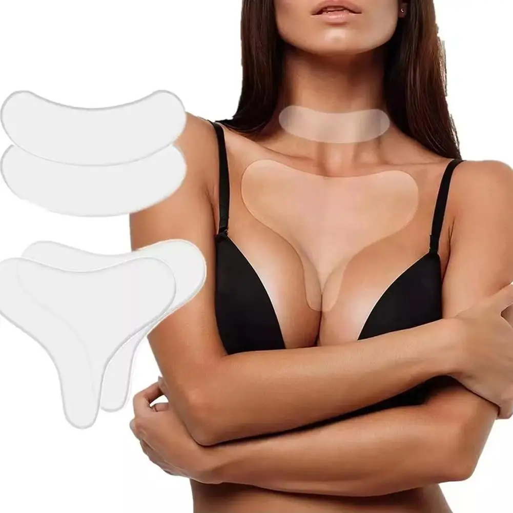 Patch de poitrine en silicone réutilisable, anti-déformant, anti-âge, lifting des seins, tampon de retrait transparent, autocollant de soins de la peau, 1 ensemble