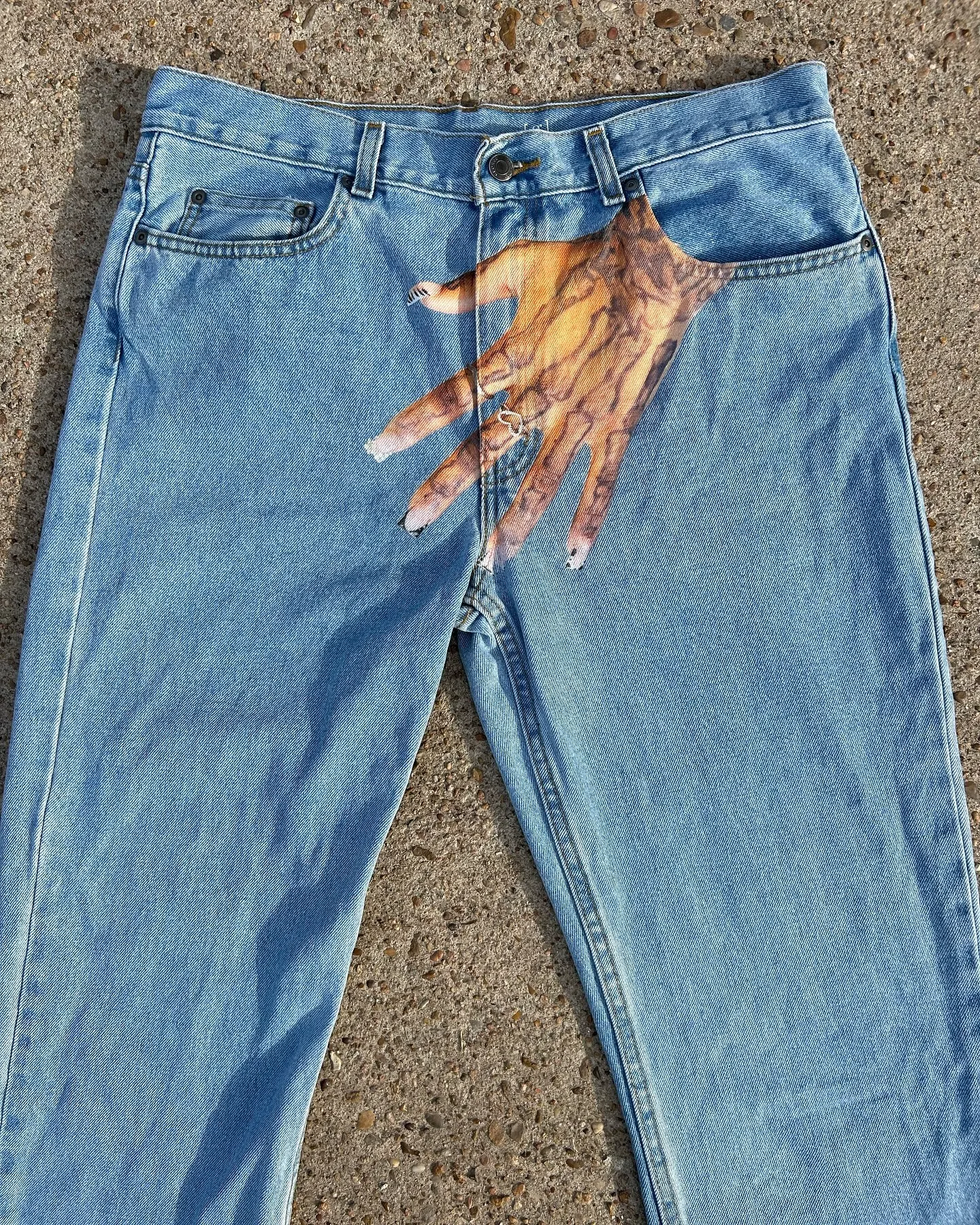 Hiphop Handprint Baggy Jeans Voor Heren Vintage Streetwear Slouchy 2000S High Street Y Y 2K Jeans Wijde Pijpen Denim Herenkleding