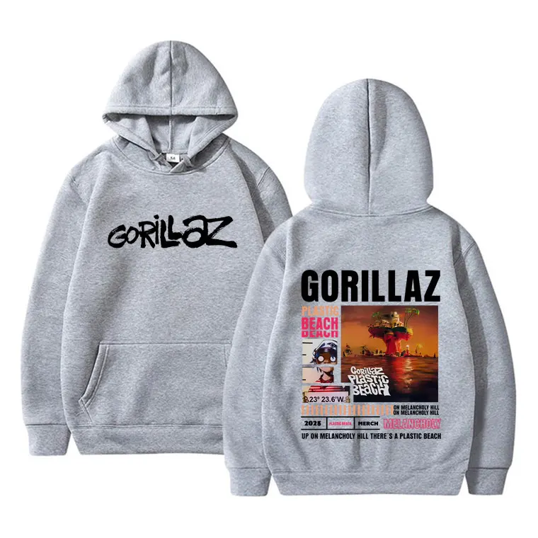 Rock Band Gorillaz The Mountain Tour 2026 Hoodie Men Women Retro Rock Punk Streetwear Male Fashion Oversized Pullover Hoodies