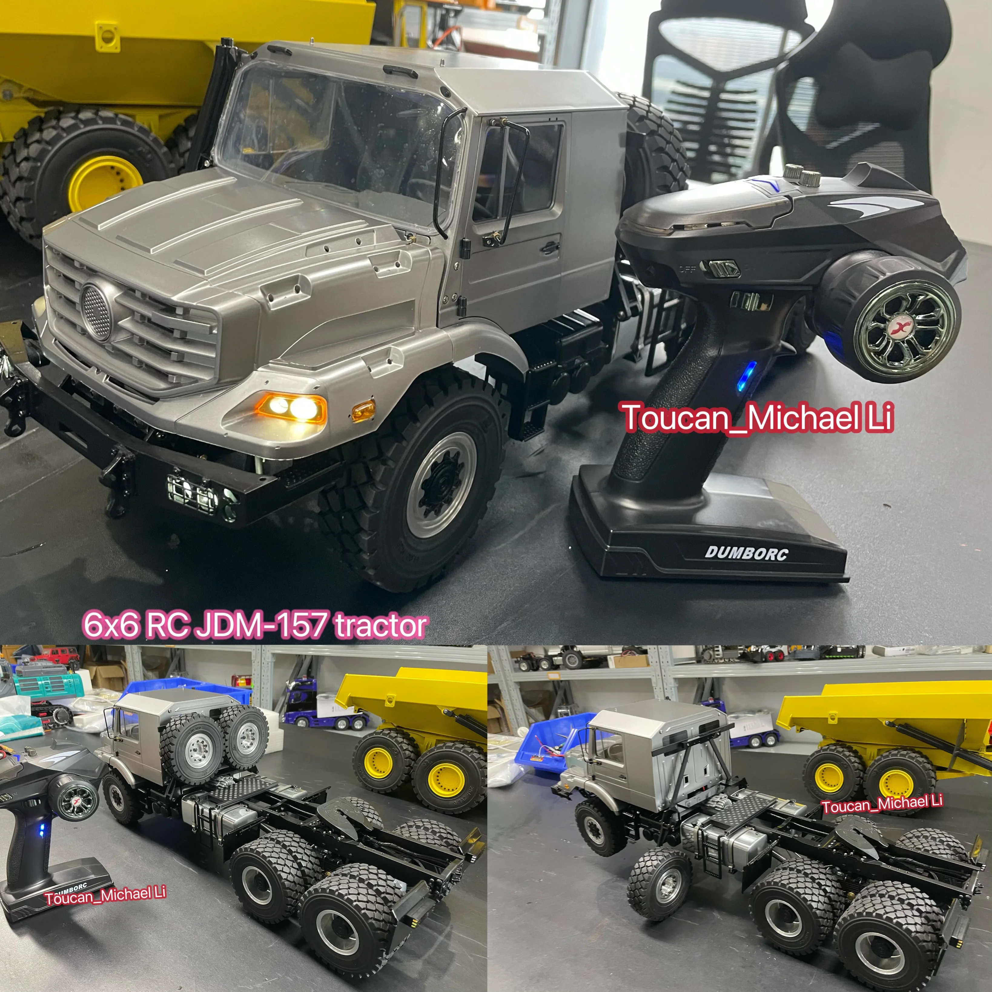 サウンドライトシステム付き全地形対応rcトラクター,無線トラック差分アクスルメタルシャーシrtr jdm 157, 6x6, 1:14