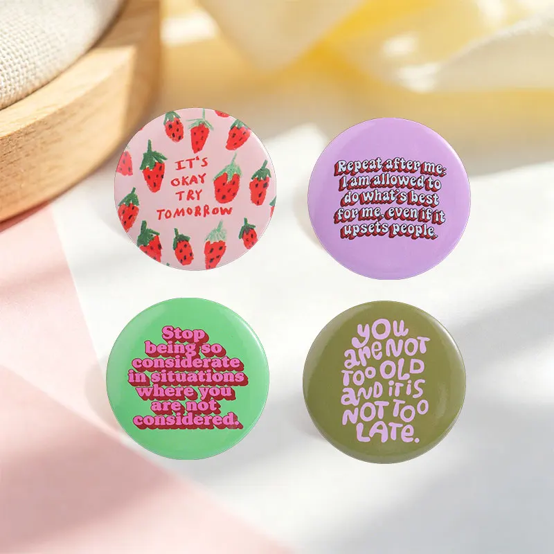 Inspirational Self Care Quote Tinplate Soft Button Pins Born Under Lucky Star It’s Okay Try Tomorrow Badge Jewelry Gifts 4