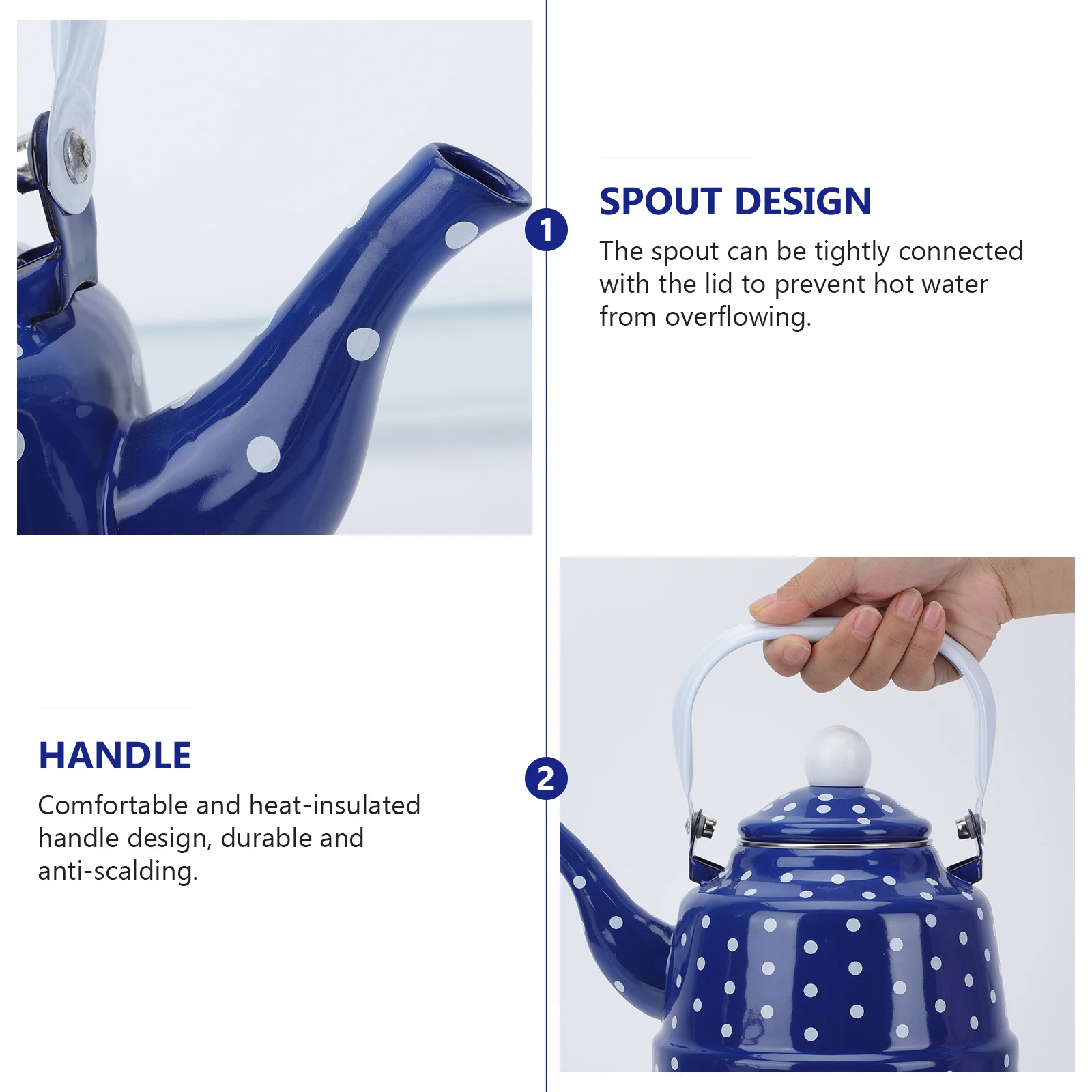 

1pc Polka Dot Enamel Water Kettle Adorable Heating Boiling Pot Kitchen Tea Kettle Enameled Teapot Household Water Pot Creative