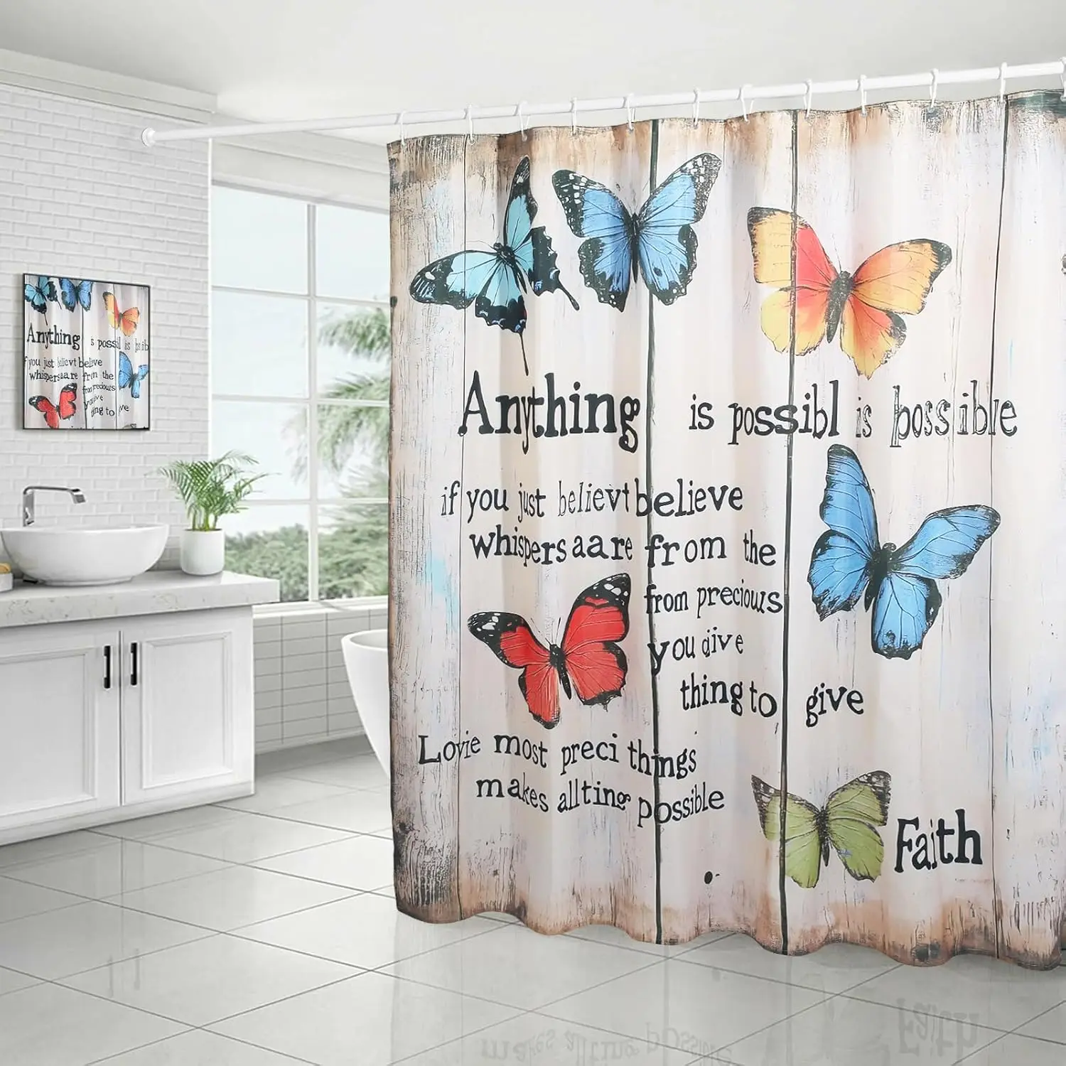 

Водонепроницаемая занавеска для душа в стиле арт-синей бабочки, подходящая для занавески для душа для девочек