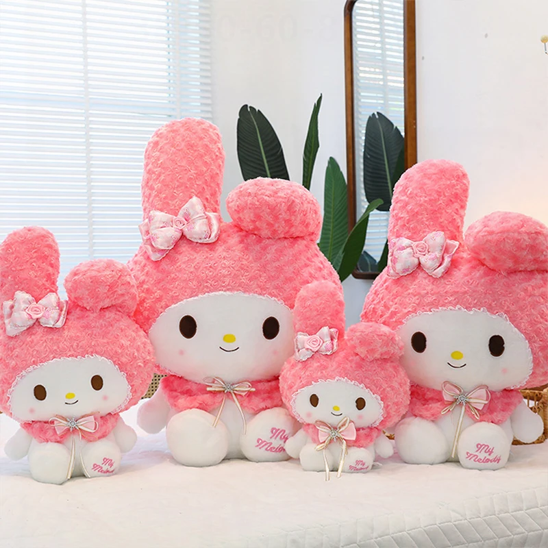 

New Cute Melody Hello Kitty Plush Toy for Kids Birthday Xmas Gift Soft Stuffed Cat Doll for Girls Valentine Present Wholesale