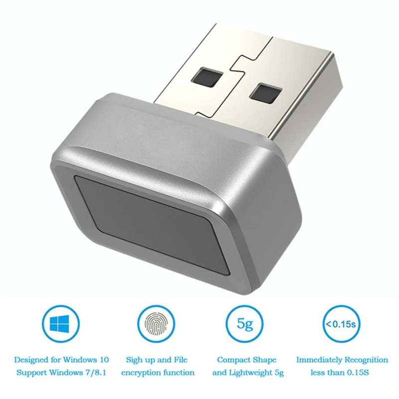 Leitor de chave de impressão digital usb fido u2f chave de segurança portátil para windows olá anti-poofing chave de segurança de correspondência rápida