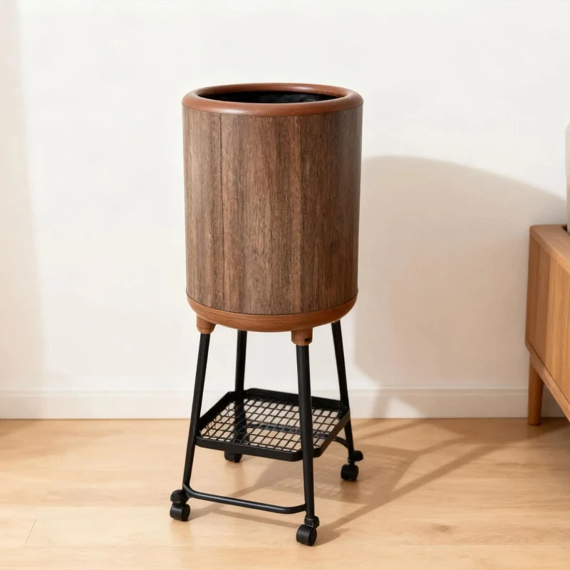 Trash Can Dustbin, High Foot Minimalist Multifunctional Waste Paper Bucket for Home Dresser Living Room