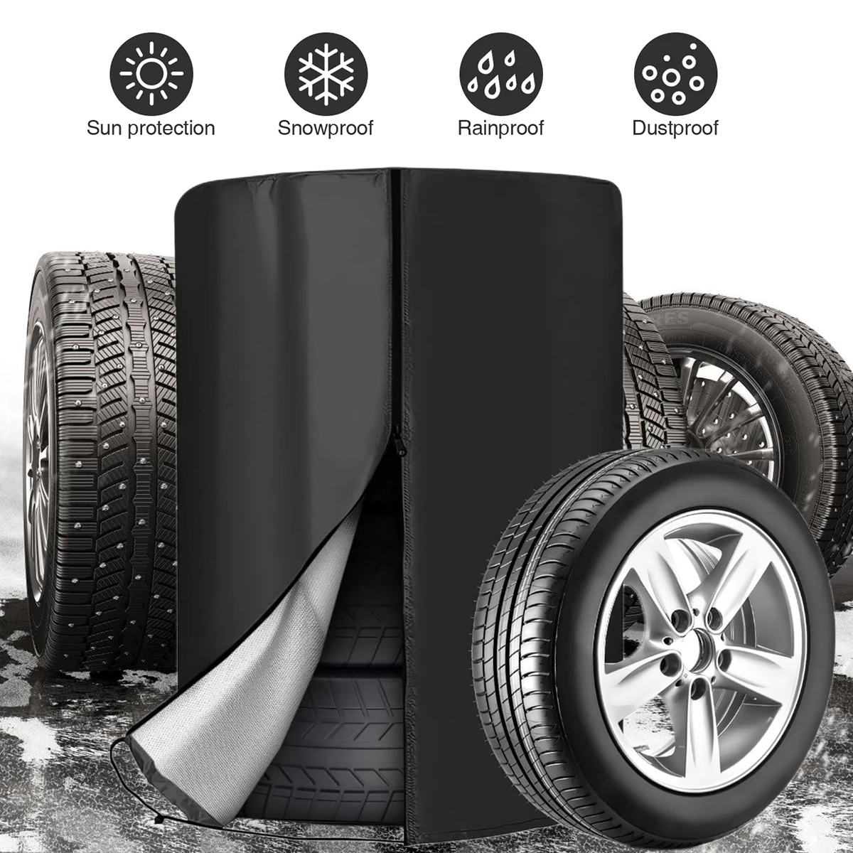 Tire Covers for Storage Large Tire Storage Bags Waterproof for Outdoor Indoor (Holding 4 Tires Up）