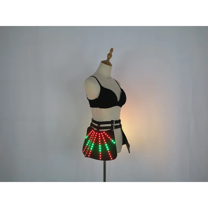 Falda brillante con luz LED, ropa de fiesta Rave, minivestido para actuación en escenario, Club, KTV, entretenimiento nocturno, ropa fluorescente, disfraz