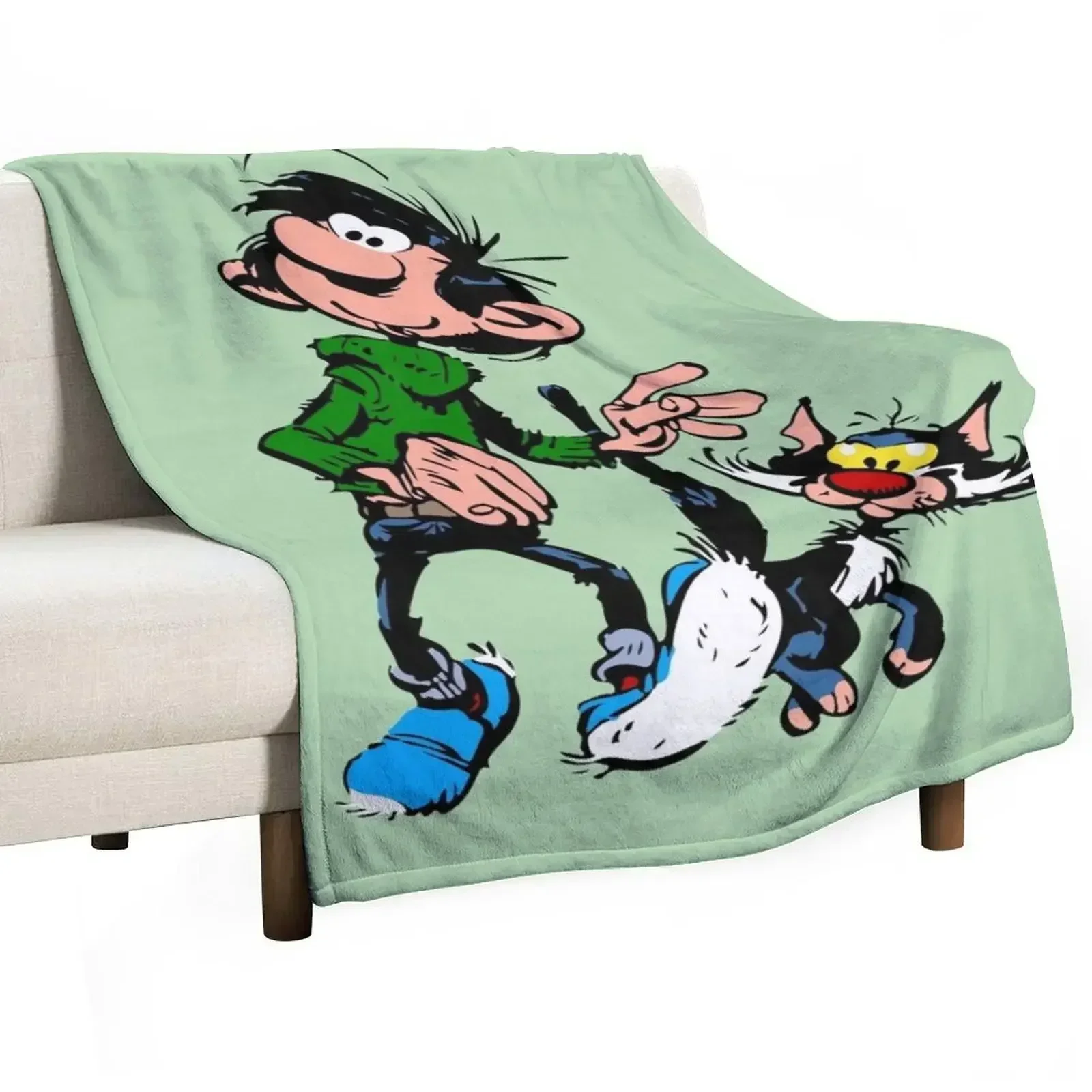 Gaston Goof Walking with Cat Throw Blanket Bed Fashionable sofa bed Winter beds Nap Blankets