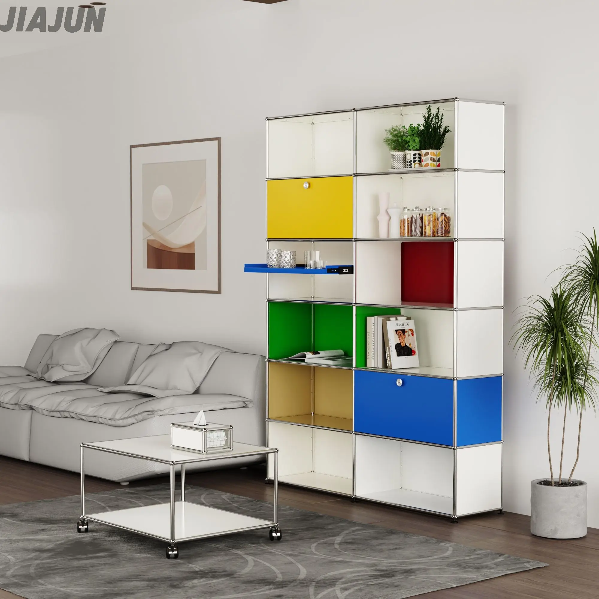 DIY Delight: Colorful & Customizable Six-Tier Modular Metal Cabinets — Your Stylish Storage Solution for Living & Office Spaces