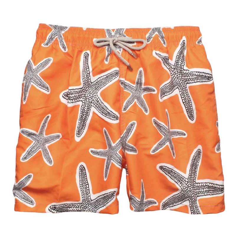 2024 Beach pants fashionable turtle and starfish pattern printed swimming pants quick drying seaside vacation and leisure