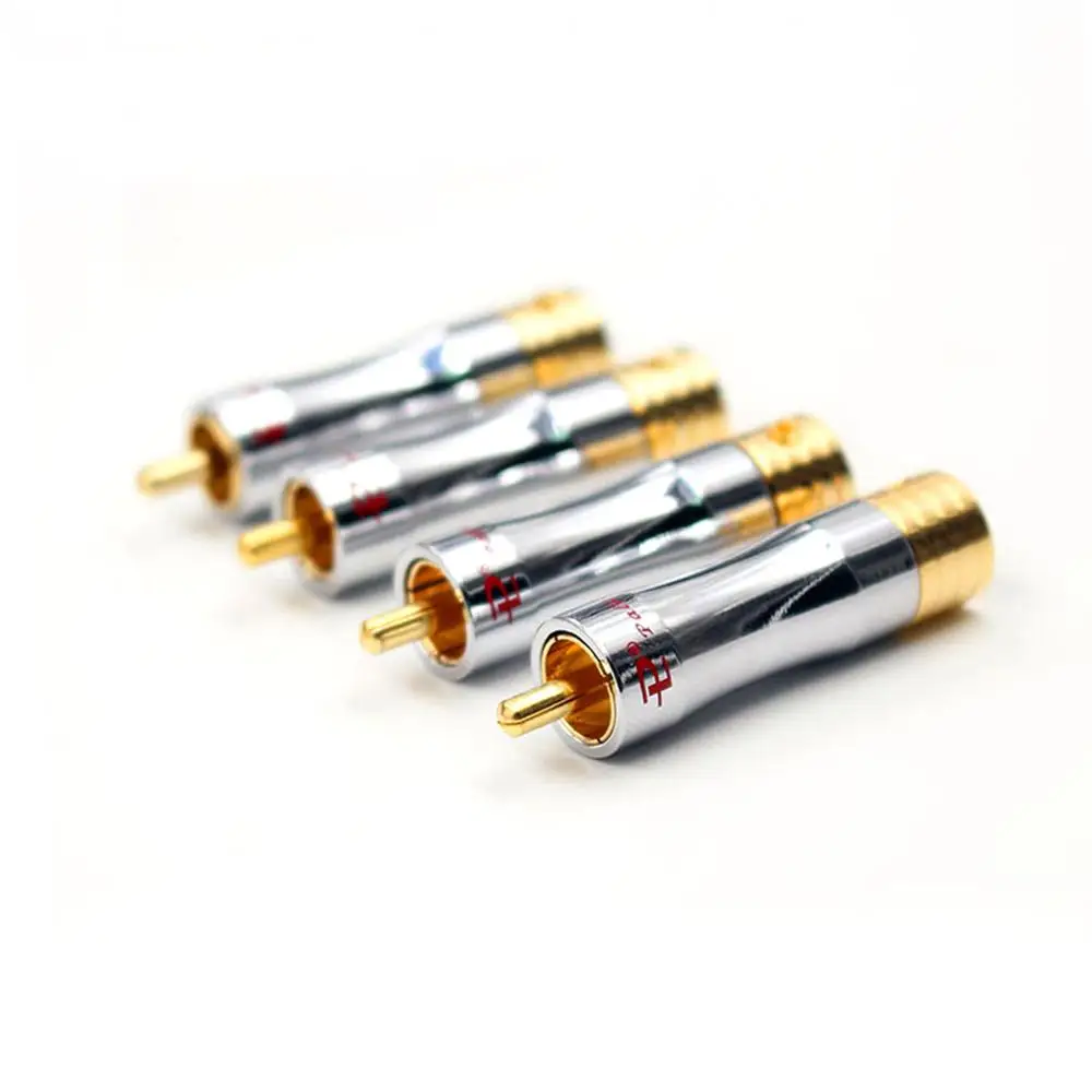 

HiFi 4 pcs Gold plated RCA plug 8mm audio cable RCA Plug Audio RCA Connector for DIY Cable