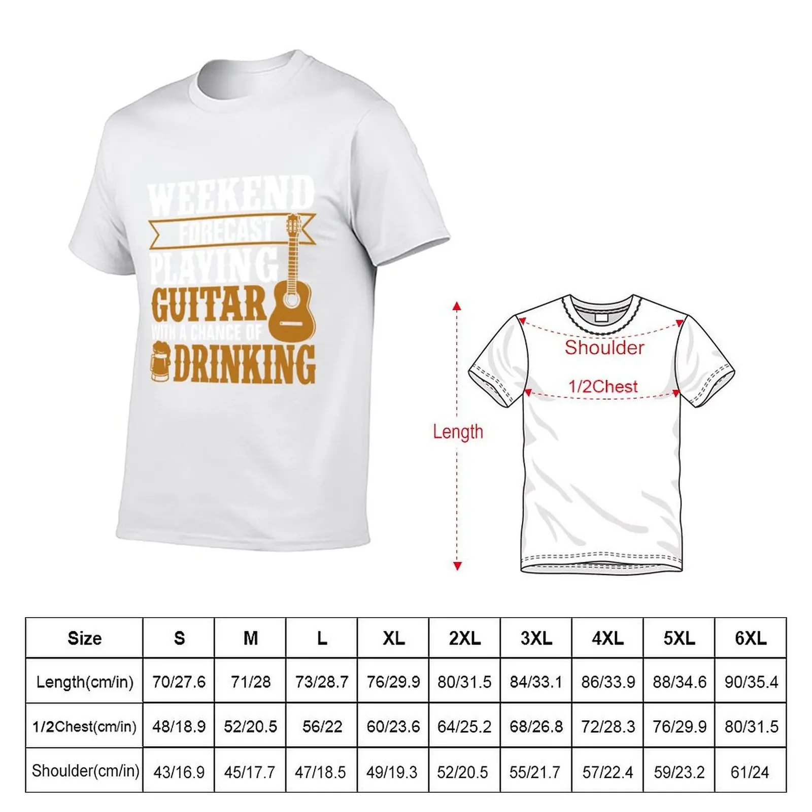 Weekend Forecast Playing Guitar With Drinking Rock Shirt T-Shirt t shirt man cotton man t shirt luxury T-Shirt