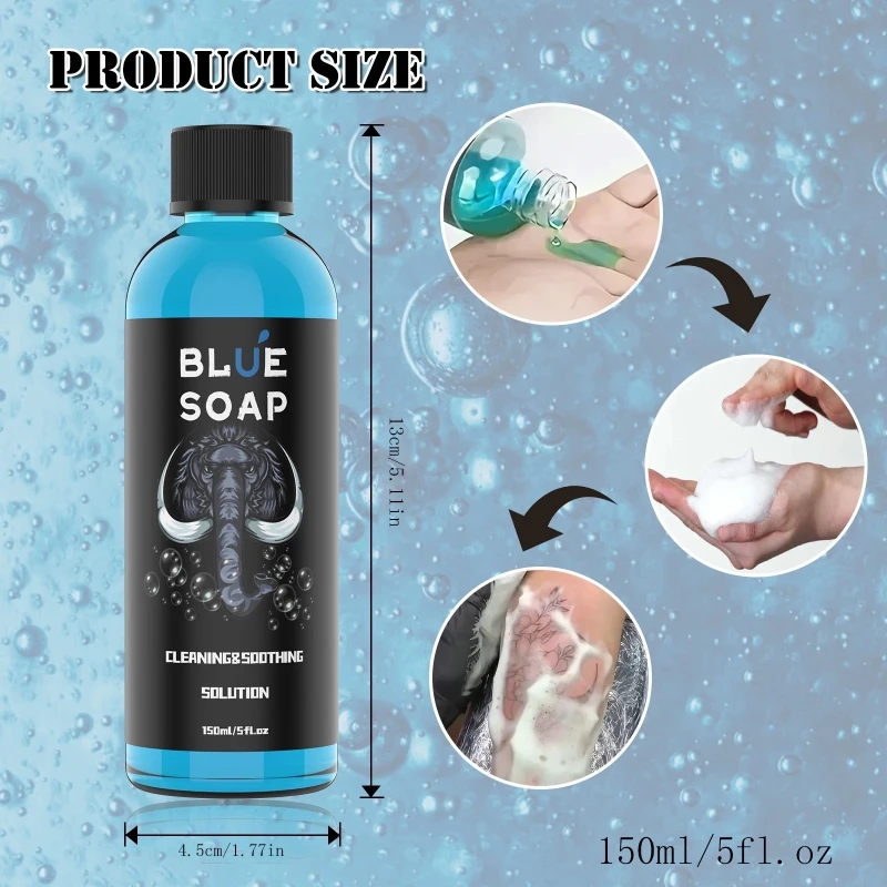 150ml Concentrating Tattoo Blue Soap Soothing Soap Aftercare Solution Liquid Avoiding Skin Irritation Tattoo Studio Supply view 3
