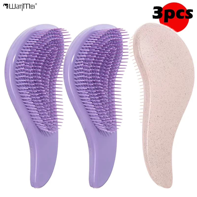 1/3pcs Magic Detangling Hairbrush Wheat Straw Scalp Massage Comb Soft Anti-static Gentle Grooming Brush Salon Hair Styling Brush