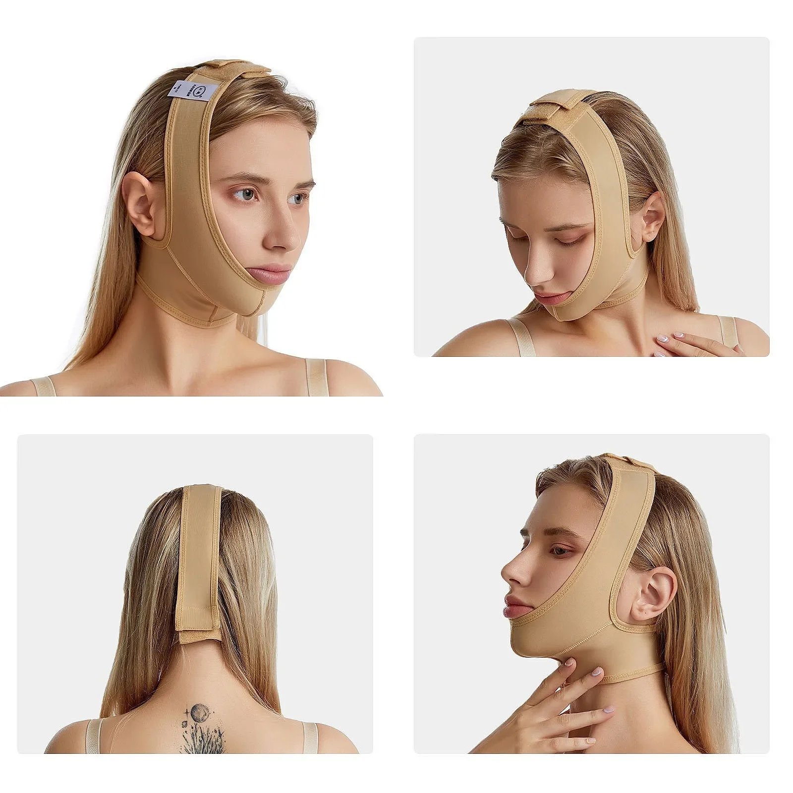 Women's Neck and Chin Compression Clothing Wrap After Surgical Chin Strap