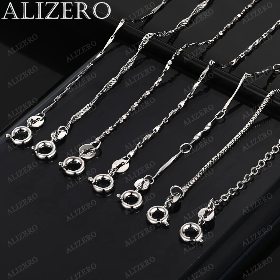 ALIZERO 925 Sterling Silver Necklaces Base Chain Necklace For Women Man Fashion Fine Jewelry Wholesale